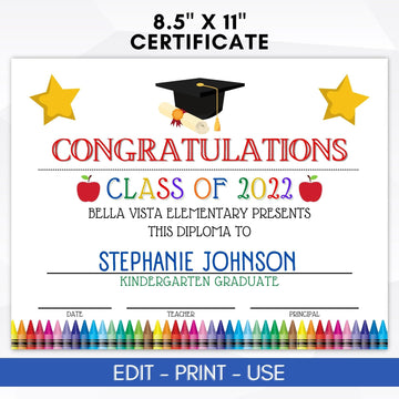 school classroom graduation certificate diploma for kindergarten graduation